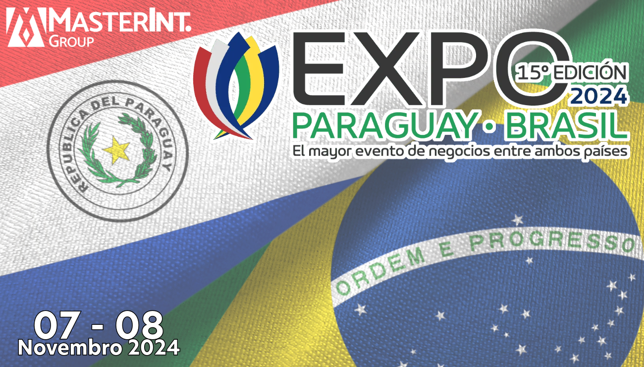 imagem da bandeira do brasil e paraguai com logo da expo paraguai com a data